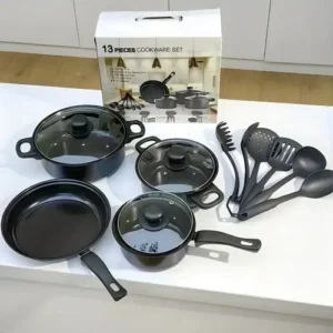 Ensemble de Batterie de Cuisine 13 Pcs, Casseroles, Poêles et Ustensiles
