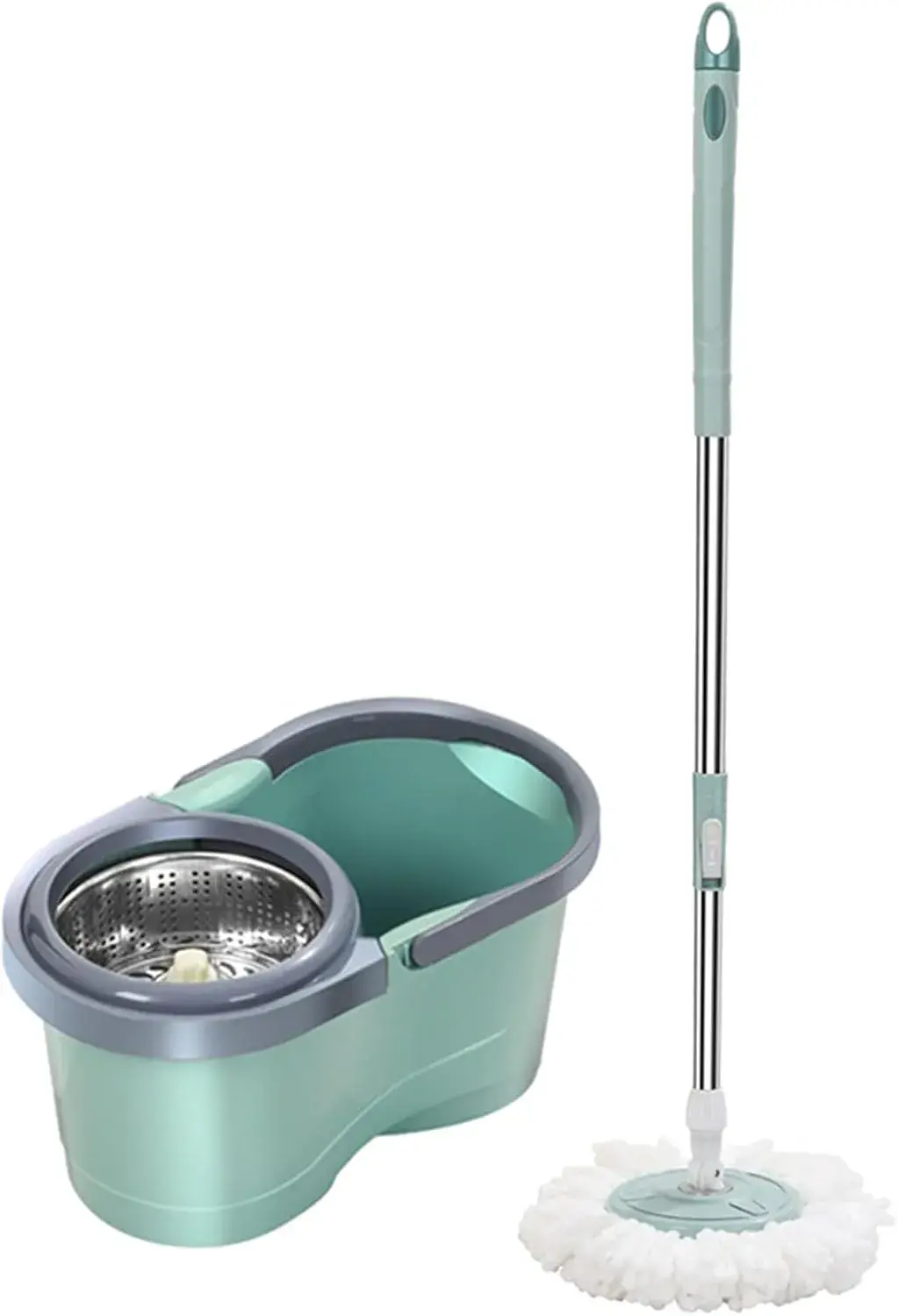 Rotating Mop Microfiber مع دلو من الفولاذ – مسح، عصر، وتنظيف بلمسة واحدة.