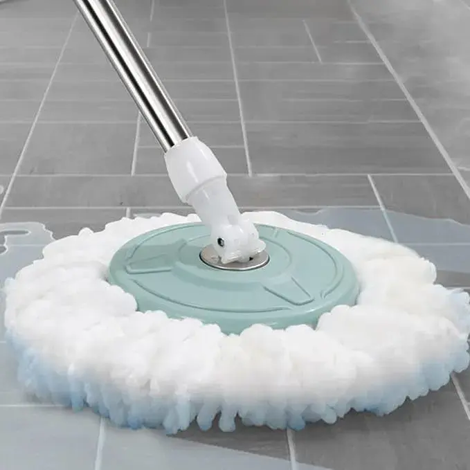Rotating Mop Microfiber مع دلو من الفولاذ – مسح، عصر، وتنظيف بلمسة واحدة.