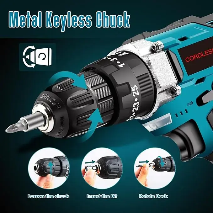 🔧⚡ طقم مفك ومثقاب لاسلكي 21V