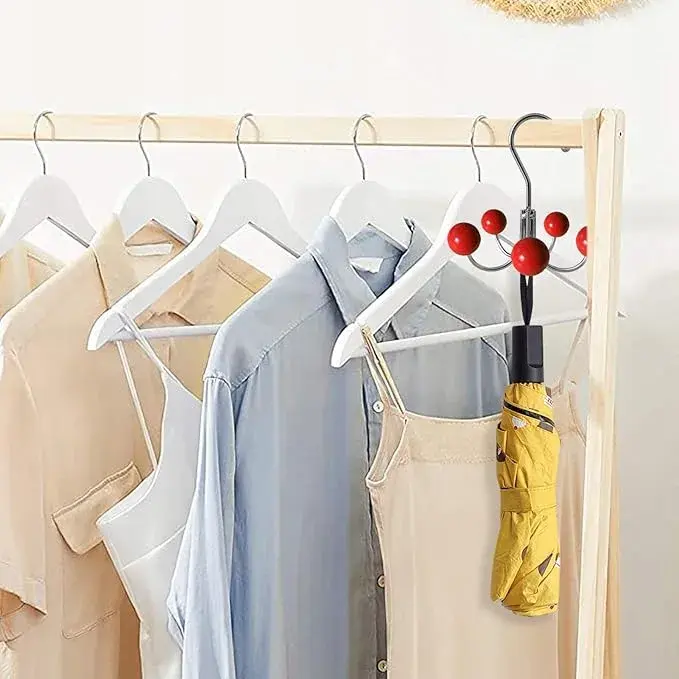 🧥 علاقة ملابس دوارة درجة 360° لتنظيم الخزانة – منظم للأحزمة، الأوشحة، الحقائب، والأحذية بدون حفر